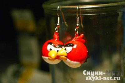 Серьги «Angry Birds» из полимерной глины