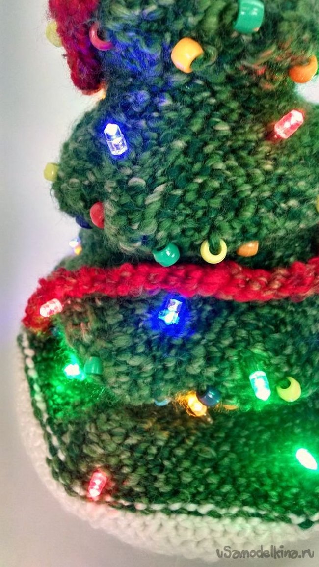 Новогодняя шапка: светящаяся елочка на голове!