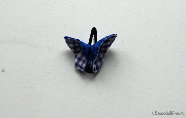 Заколки-бабочки: оригами из ткани