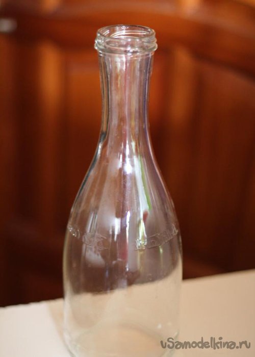 Осенняя икебана, расписная ваза из бутылки