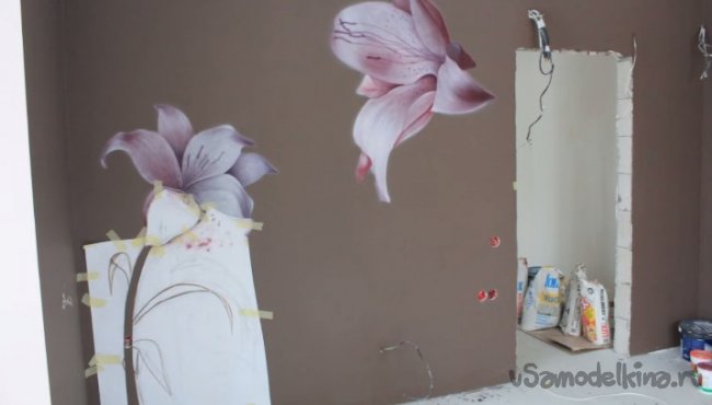 стена, краски, рисунок, бумага