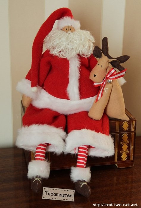 Новогодние игрушки тильда: Санта Клаус и Олень