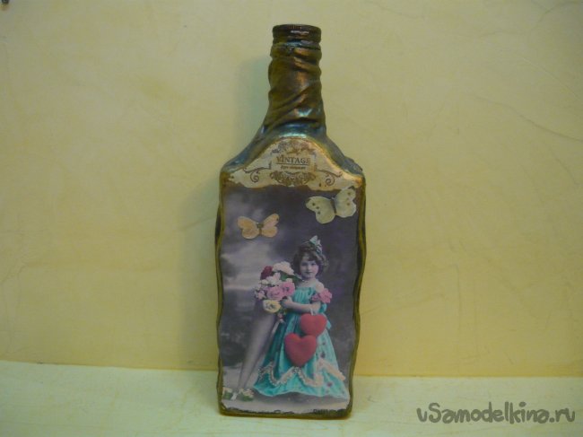Декор бутылки в стиле «Винтаж»