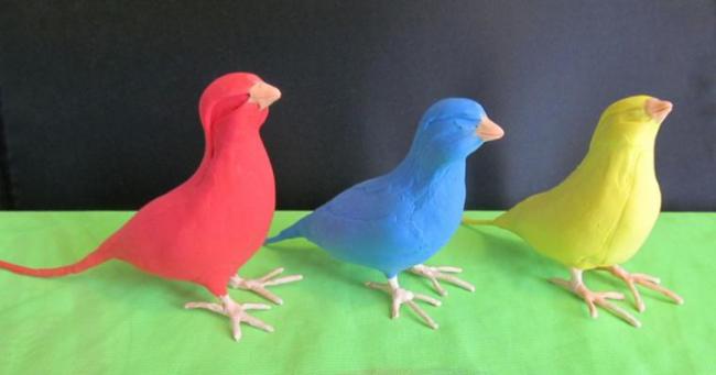 Птички из бархатной пластики