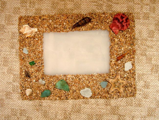 Рамка для фото из песка и ракушек «Воспоминания о море»