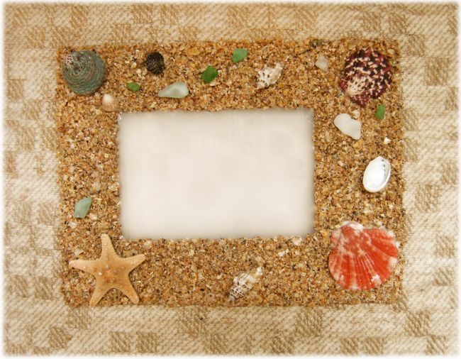 Рамка для фото из песка и ракушек «Воспоминания о море»