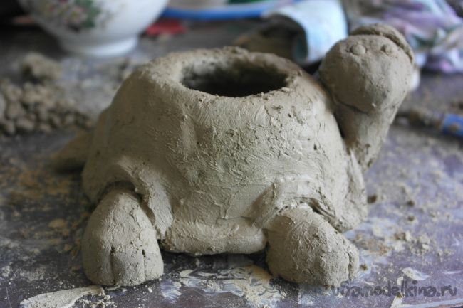 Черепаха-шкатулка из природной глины