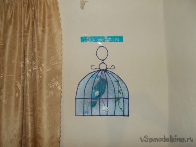 Панно «Клетка с птицей» для детской комнаты