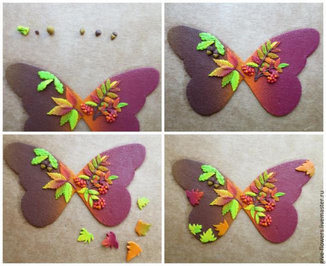 Кулон «Осенняя бабочка» из полимерной глины