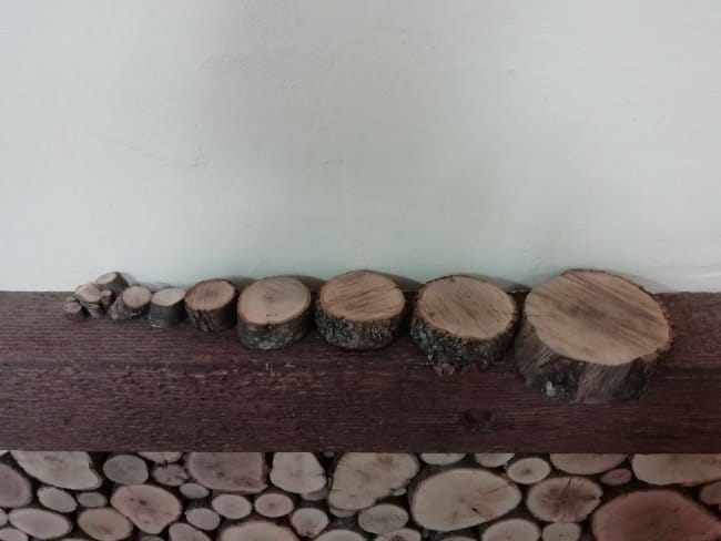 Декорирование стен деревянными спилами