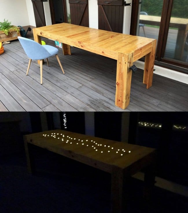 Обеденный стол из поддонов с подсветкой