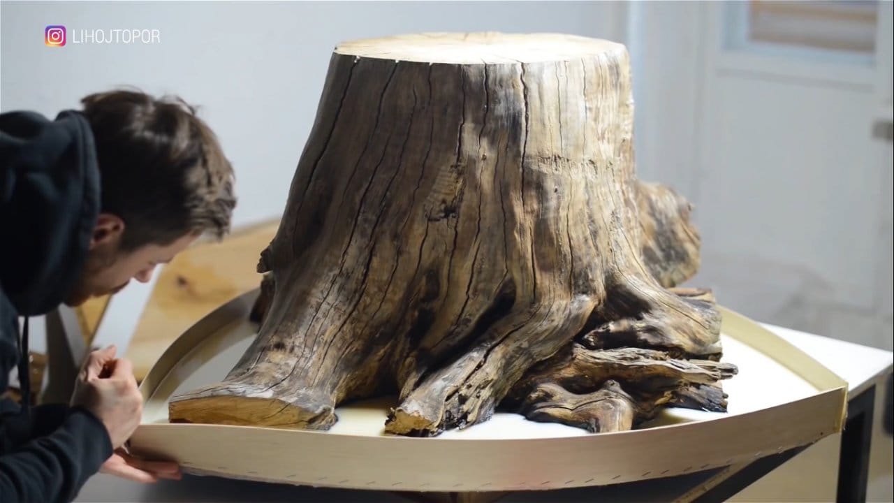 Стол из корня дерева и эпоксидки