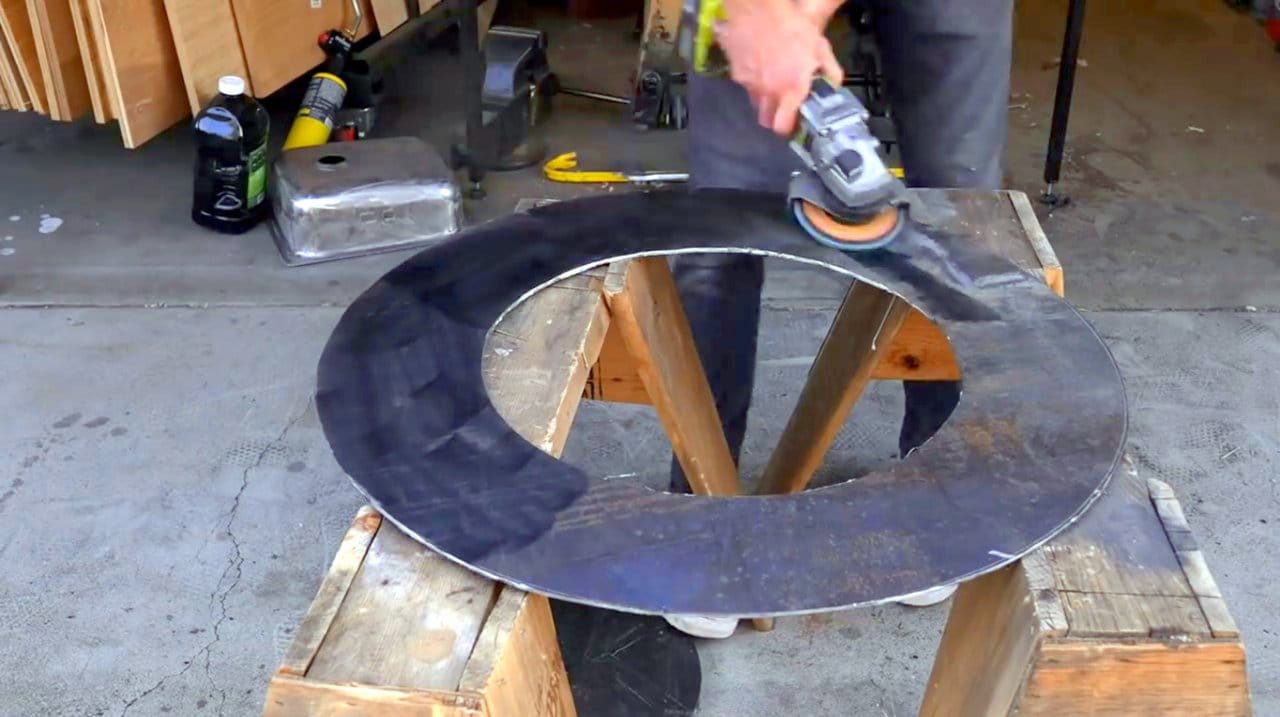 Как сделать очаг из колесных дисков