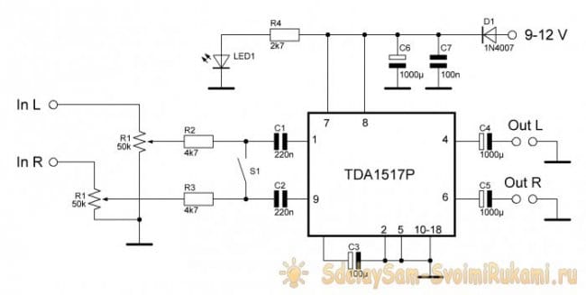 Tda1517 схема включения