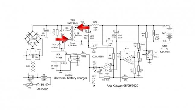 Схема простого зарядного для шуруповерта