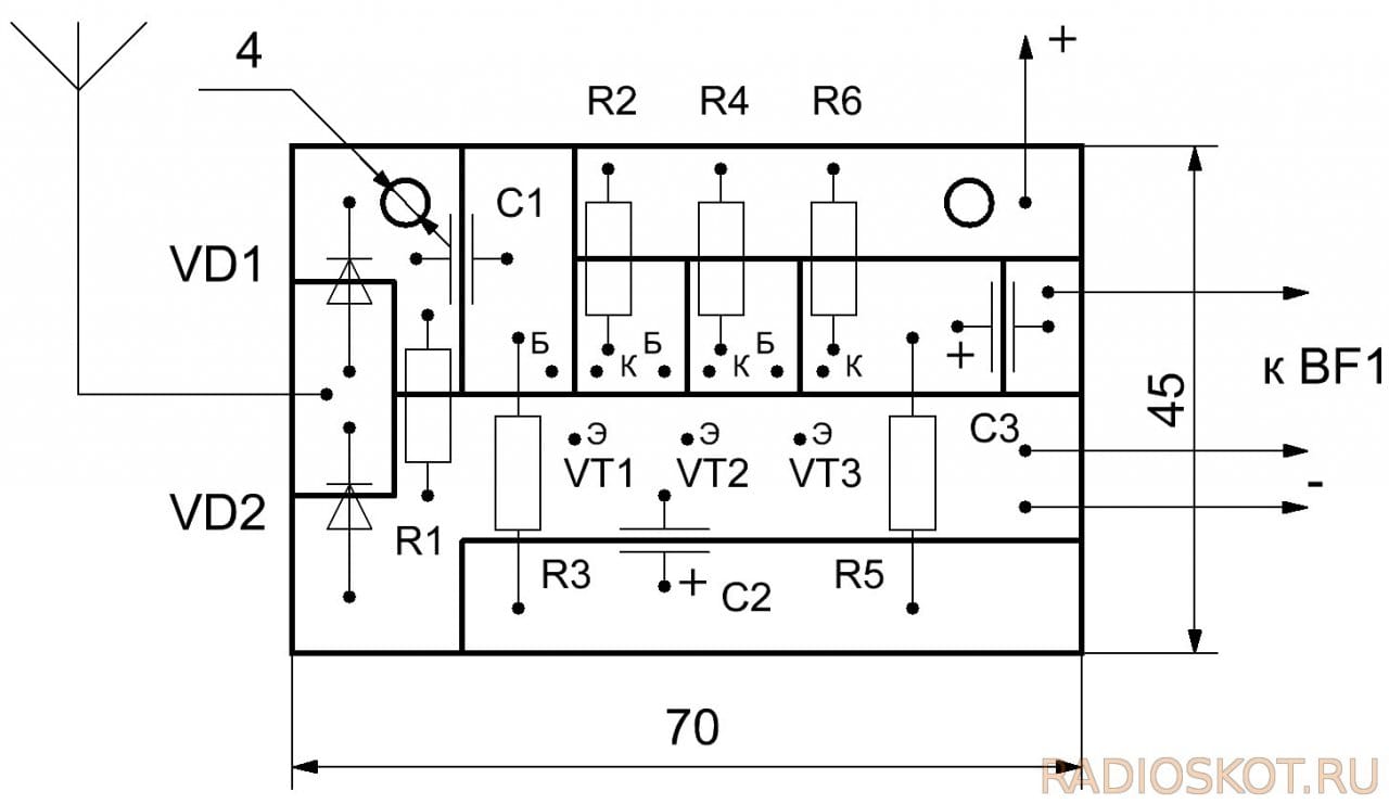 Детектор электромагнитных волн на 3-х транзисторах
