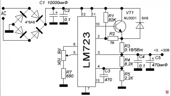 Lm723 в блоке питания с регулировкой напряжения и тока
