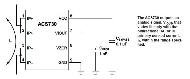 Осциллографический токовый пробник ACS730, 500 кГц