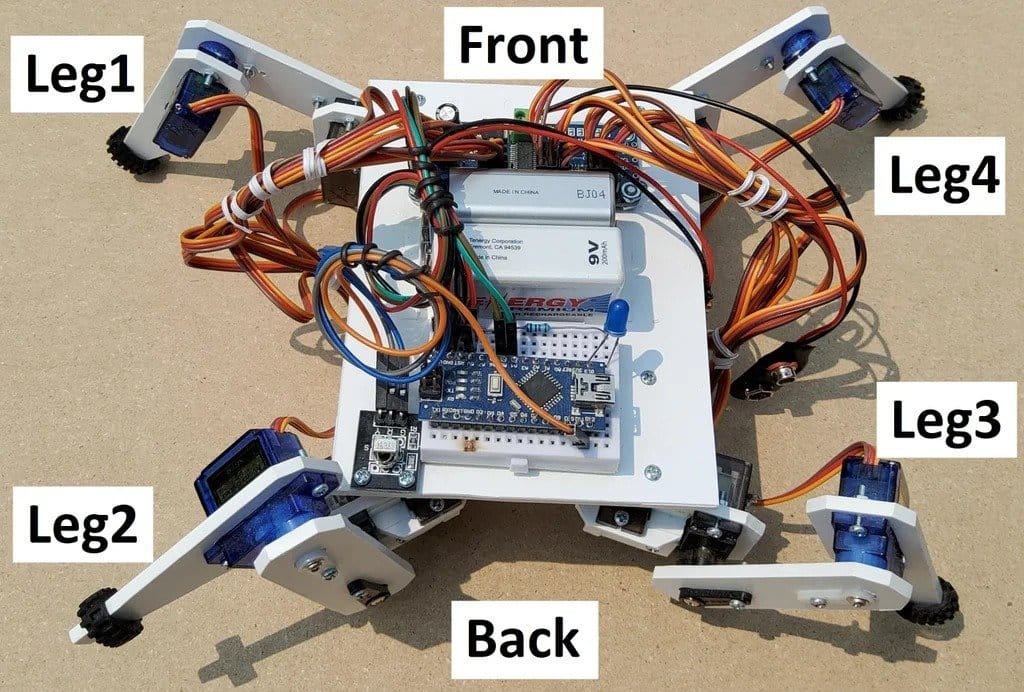 Четвероногий ползающий робот под управлением Arduino
