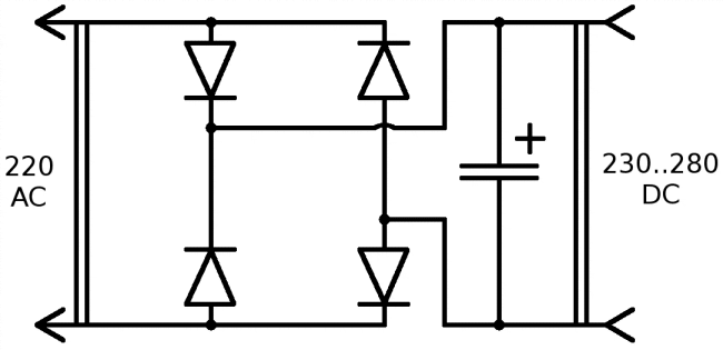 Диодный мост с конденсатором