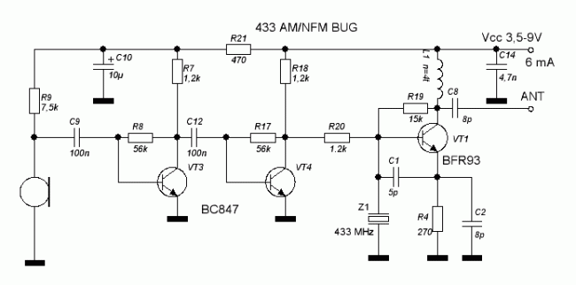 Генератор 433 мгц схема